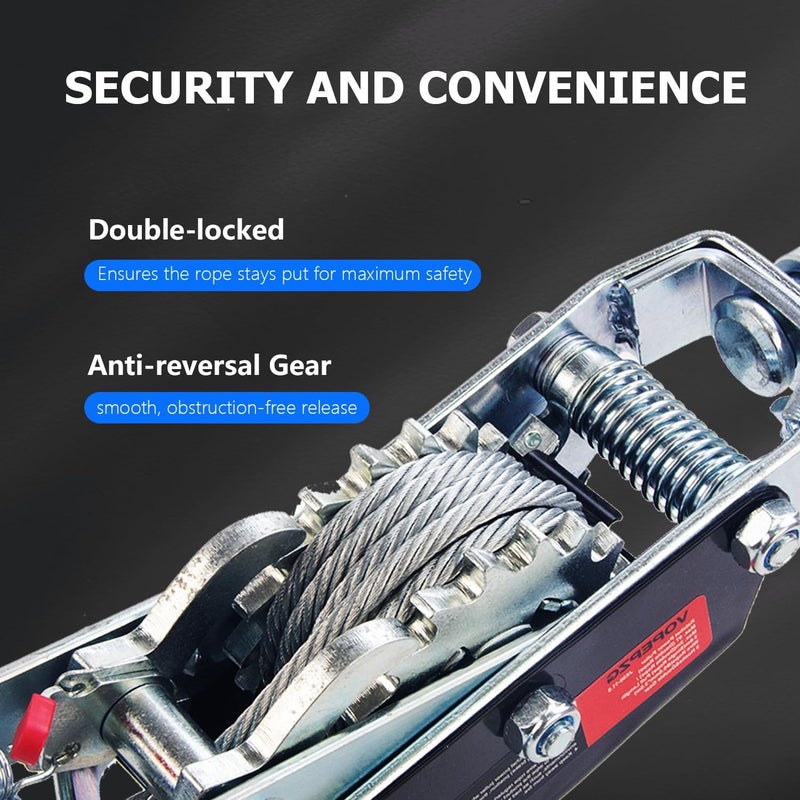 JOYANALL Come Along Winch,5 Ton Capacity Portable Power Puller with 11.5FT Steel Cable,Heavy Duty Come Along Tool with Dual Gears,3 Hooks,Hand Winch Tool - Image 2